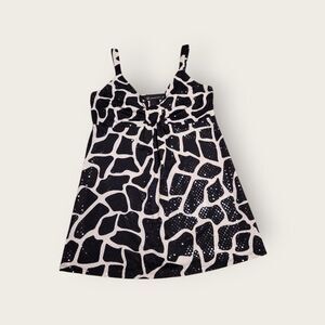 Vintage Y2k INC black and white animal print empire waist flowy babydoll tank